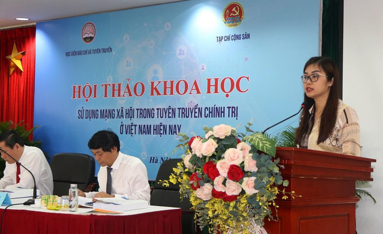 Đại biểu trình bày tham luận tại hội thảo. (Ảnh: Thúy Hằng) Đại biểu trình bày tham luận tại hội thảo. (Ảnh: Thúy Hằng)