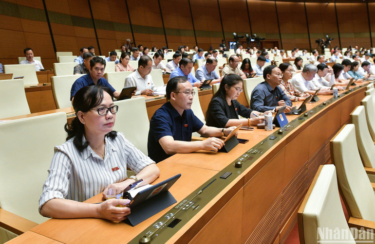 Các đại biểu Quốc hội dự phiên họp. (Ảnh: DUY LINH)