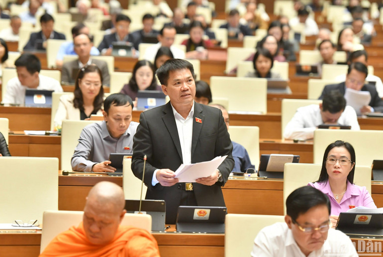 Đại biểu Dương Khắc Mai (đoàn Đắk Nông) phát biểu ý kiến. (Ảnh: ĐĂNG KHOA)