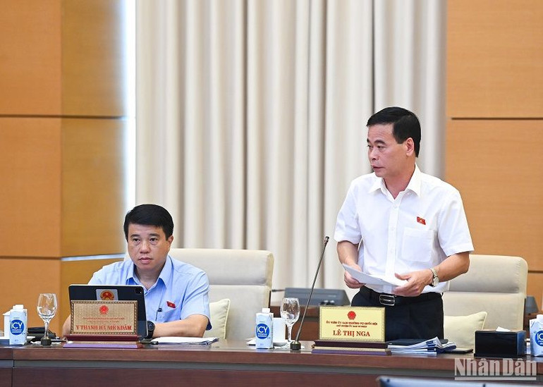 Phó Chủ nhiệm Ủy ban Tư pháp Nguyễn Mạnh Cường báo cáo tại phiên họp. (Ảnh: DUY LINH)