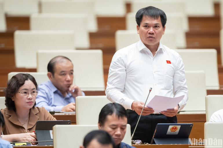 Đại biểu Dương Khắc Mai (đoàn Đắk Nông) góp ý kiến vào dự thảo Luật. (Ảnh: DUY LINH)