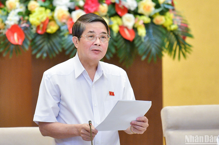 Phó Chủ tịch Quốc hội Nguyễn Đức Hải phát biểu kết thúc nội dung thảo luận. (Ảnh: DUY LINH)