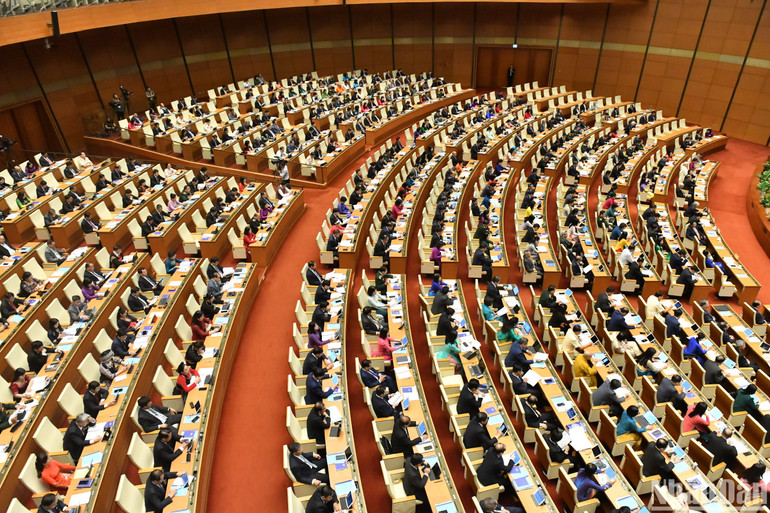 Quang cảnh phiên khai mạc Kỳ họp thứ 7, Quốc hội khóa XV. (Ảnh: LINH KHOA)