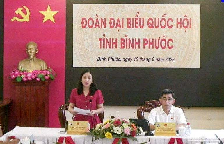 Đại biểu Điểu Huỳnh Sang (Đoàn Bình Phước) đặt câu hỏi chất vấn Bộ trưởng Tư pháp. (Ảnh: DUY LINH)