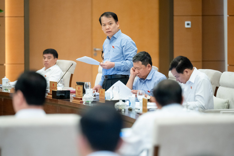 Chủ nhiệm Ủy ban Pháp luật của Quốc hội Hoàng Thanh Tùng phát biểu ý kiến.