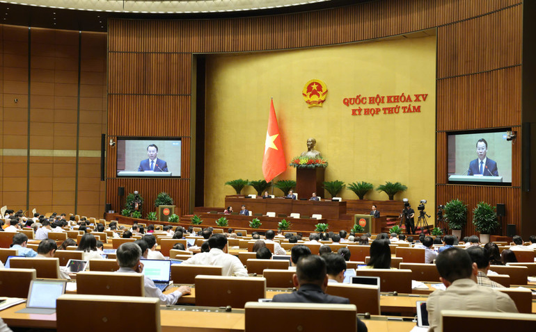 Quang cảnh phiên họp sáng 13/11. (Ảnh: DUY LINH)