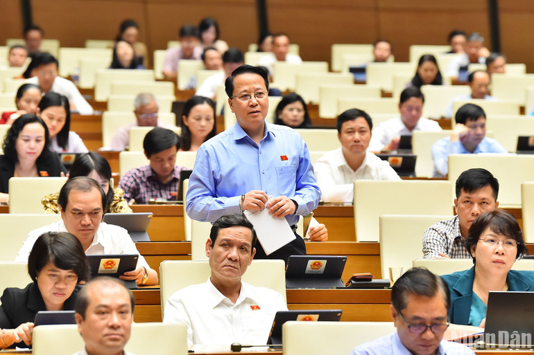 Đại biểu Hoàng Anh Công (đoàn Thái Nguyên) phát biểu ý kiến thảo luận. (Ảnh: THỦY NGUYÊN)