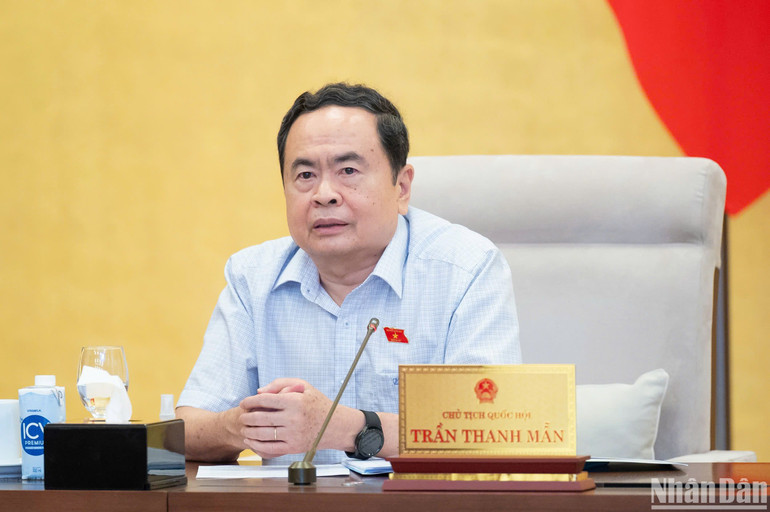 Chủ tịch Quốc hội Trần Thanh Mẫn phát biểu ý kiến. (Ảnh: DUY LINH)