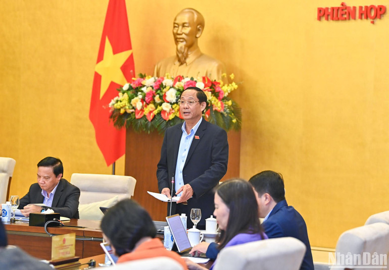 Phó Chủ tịch Quốc hội Trần Quang Phương phát biểu kết luận nội dung thảo luận. (Ảnh: DUY LINH)