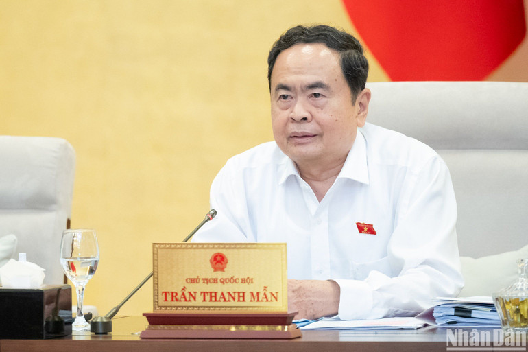 Chủ tịch Quốc hội Trần Thanh Mẫn phát biểu tại phiên họp. (Ảnh: DUY LINH) Chủ tịch Quốc hội Trần Thanh Mẫn phát biểu tại phiên họp. (Ảnh: DUY LINH)