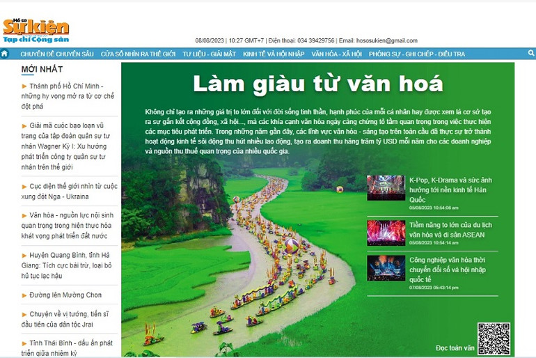 Giao diện trang chủ Chuyên trang Hồ sơ sự kiện điện tử.