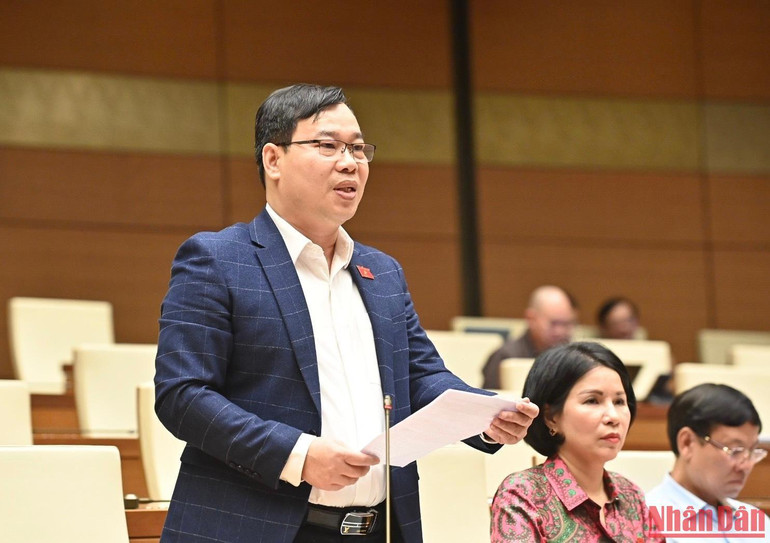 Đại biểu Đỗ Đức Hồng Hà (đoàn TP Hà Nội) tham gia ý kiến thảo luận tại phiên họp. (Ảnh: ĐĂNG KHOA)