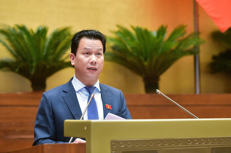 Bộ trưởng Tài nguyên và Môi trường Đặng Quốc Khánh trình bày tờ trình về dự án Luật Địa chất và Khoáng sản.