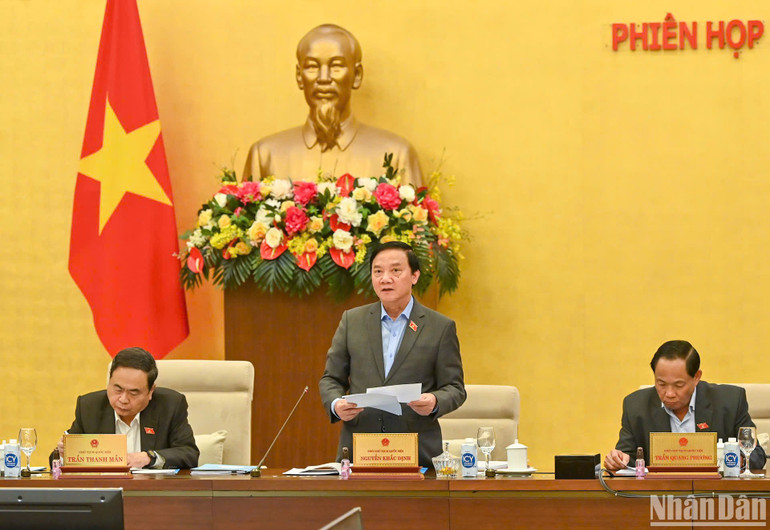 Phó Chủ tịch Quốc hội Nguyễn Khắc Định phát biểu. (Ảnh: DUY LINH)