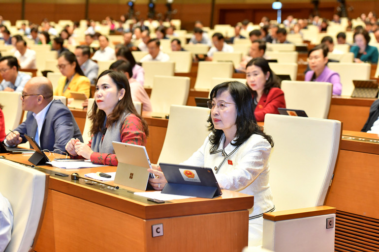 Các đại biểu dự phiên họp sáng 29/10. (Ảnh: ĐĂNG KHOA)