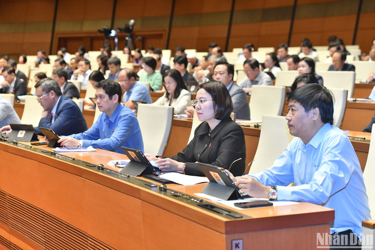 Các đại biểu dự phiên họp sáng 29/10. (Ảnh: ĐĂNG KHOA)