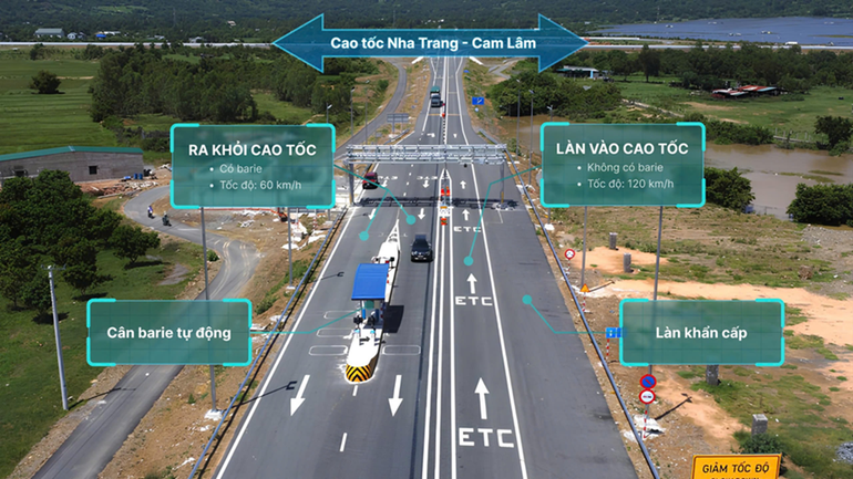 Mô hình trạm thu phí không dừng lược bỏ barie cao tốc Nha Trang-Cam Lâm.