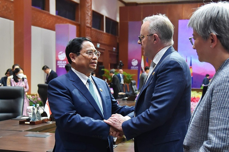 Hai Thủ tướng đánh giá quan hệ hợp tác Việt Nam-Australia phát triển thực chất, hiệu quả. (Ảnh: TUẤN ANH)