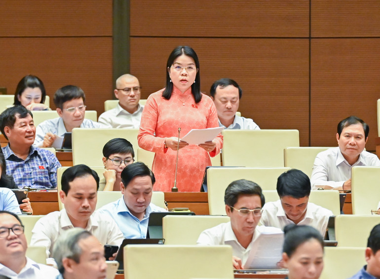 Đại biểu Nguyễn Thị Ngọc Xuân (đoàn Bình Dương). (Ảnh: BÙI GIANG)