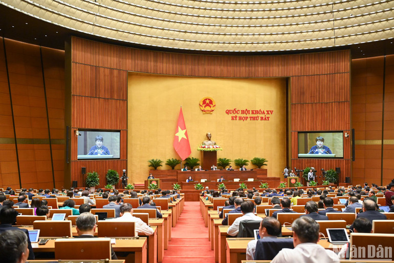 Quang cảnh phiên họp sáng 29/6. (Ảnh: DUY LINH)