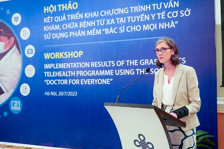 Bà Ramla Khalidi, Trưởng Đại diện thường trú của UNDP tại Việt Nam chia sẻ tại hội thảo.