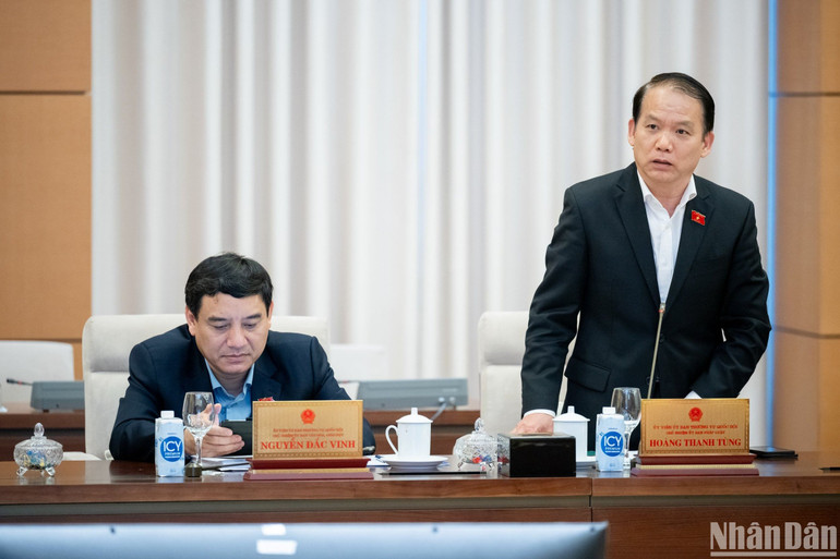 Chủ nhiệm Ủy ban Pháp luật Hoàng Thanh Tùng phát biểu ý kiến tại phiên họp. (Ảnh: DUY LINH)