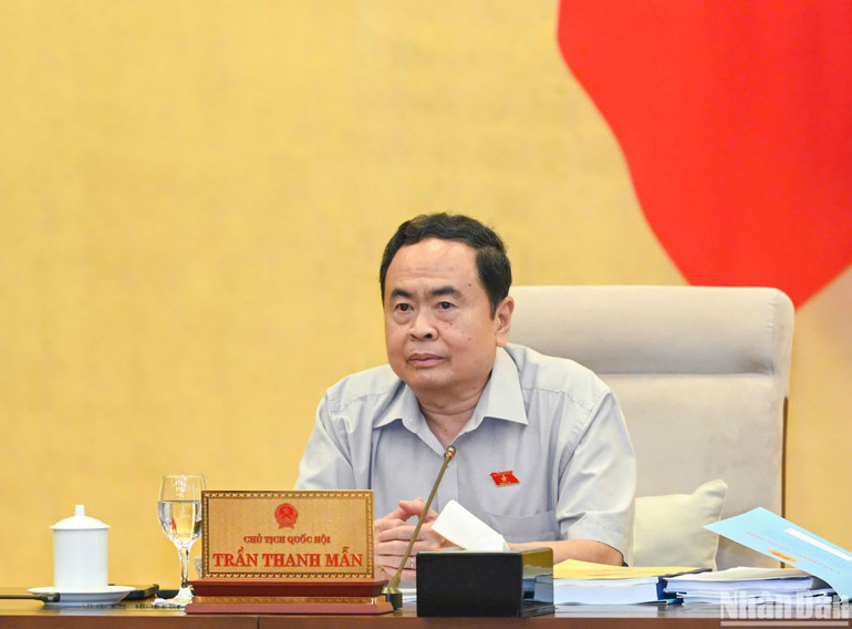 Chủ tịch Quốc hội Trần Thanh Mẫn phát biểu ý kiến. (Ảnh: DUY LINH)