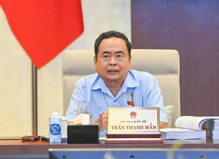 Chủ tịch Quốc hội Trần Thanh Mẫn phát biểu ý kiến. (Ảnh: DUY LINH)