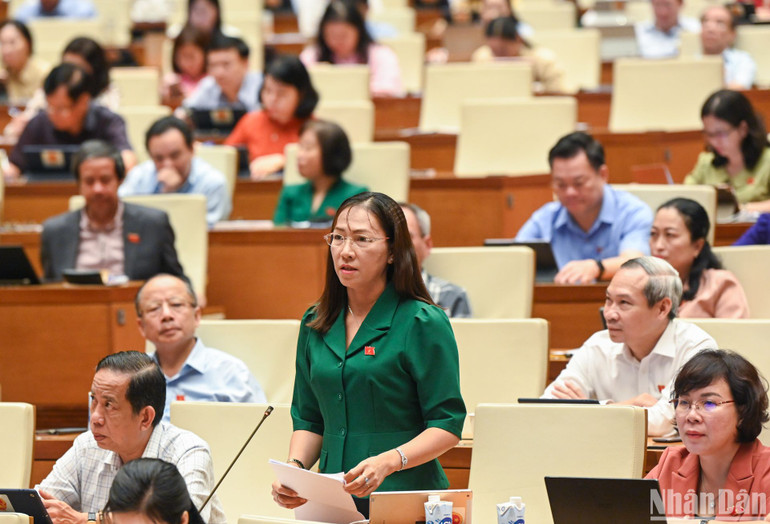 Đại biểu Nguyễn Thị Yến Nhi (đoàn Bến Tre). (Ảnh: DUY LINH)