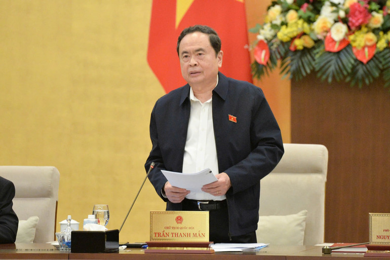 Chủ tịch Quốc hội Trần Thanh Mẫn phát biểu. (Ảnh: DUY LINH) Chủ tịch Quốc hội Trần Thanh Mẫn phát biểu. (Ảnh: DUY LINH)