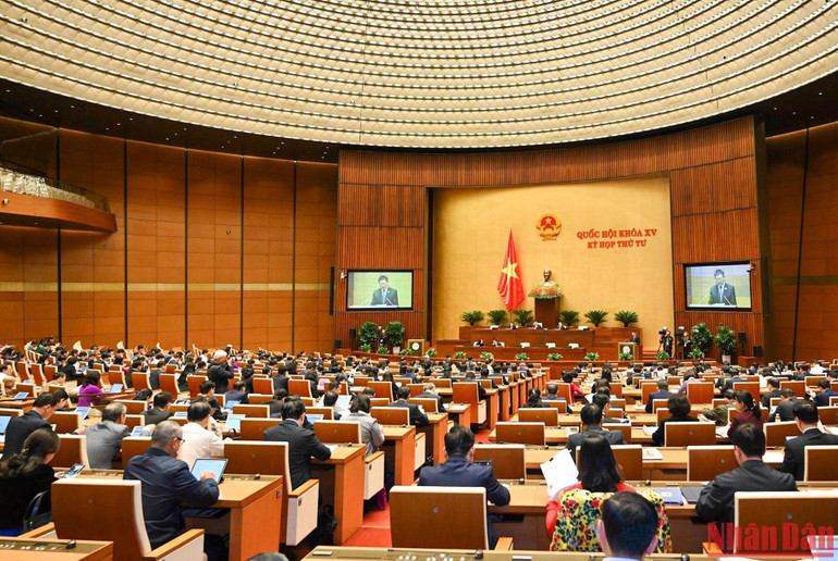 Quang cảnh Kỳ họp thứ 4, Quốc hội khóa XV chiều 20/10. (Ảnh: DUY LINH)