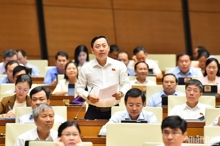 Đại biểu Quốc hội đặt câu hỏi chất vấn Bộ trưởng Tài nguyên và Môi trường. (Ảnh: LINH NGUYÊN)