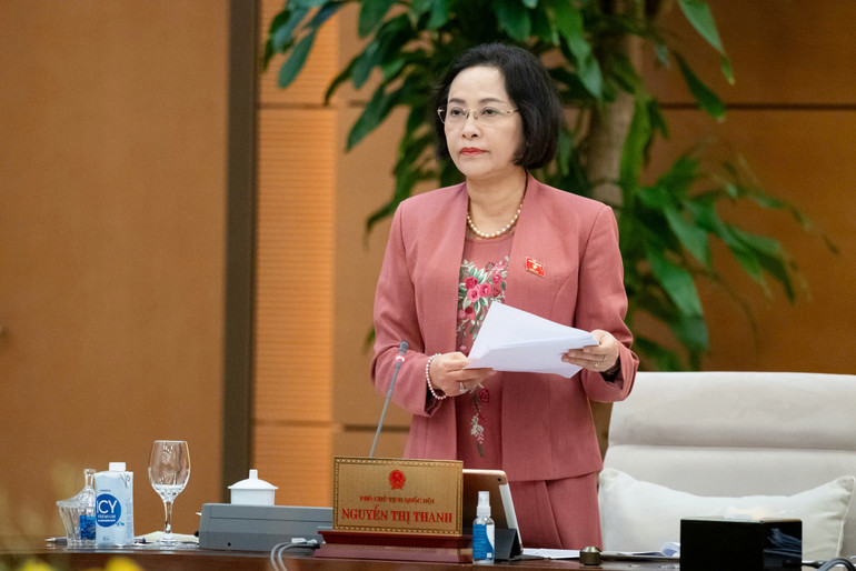Phó Chủ tịch Quốc hội Nguyễn Thị Thanh góp ý kiến vào dự thảo Pháp lệnh. (Ảnh: DUY LINH) Phó Chủ tịch Quốc hội Nguyễn Thị Thanh góp ý kiến vào dự thảo Pháp lệnh. (Ảnh: DUY LINH)