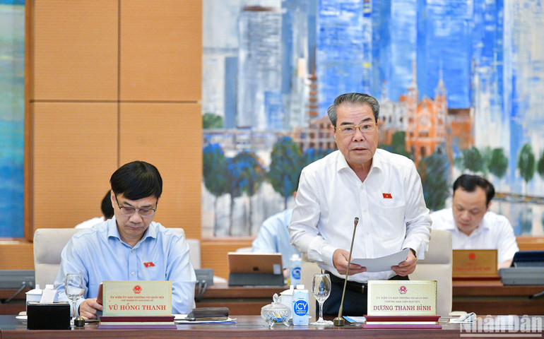 Trưởng Ban Dân nguyện Dương Thanh Bình trình bày báo cáo công tác dân nguyện của Quốc hội tháng 3/2024. (Ảnh: DUY LINH)