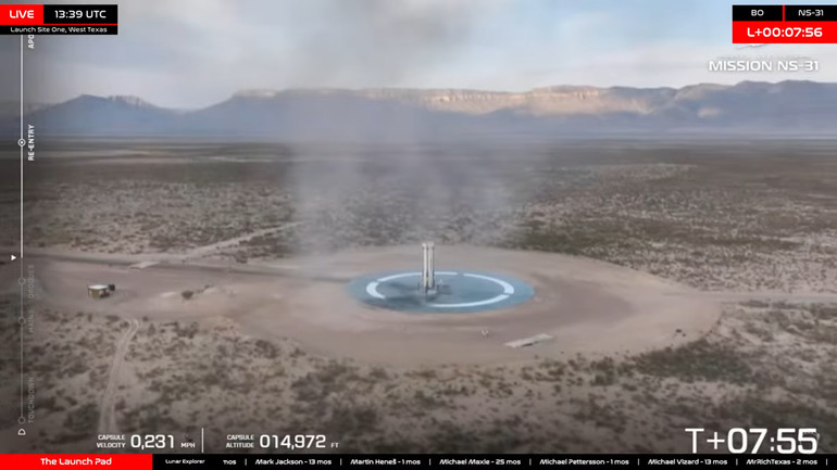 Hệ thống đẩy tàu New Shepard hạ cánh an toàn tại vị trí dự tính.