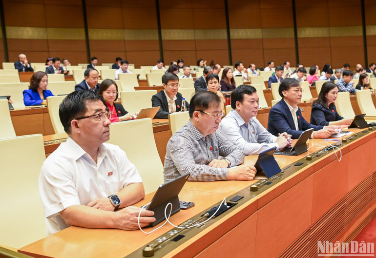 Các đại biểu dự phiên họp sáng 28/10. (Ảnh: DUY LINH) Các đại biểu dự phiên họp sáng 28/10. (Ảnh: DUY LINH)