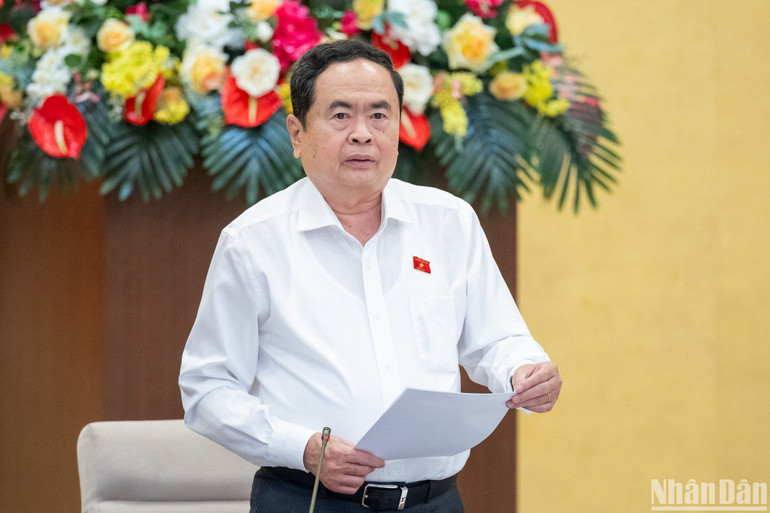 Phó Chủ tịch Thường trực Quốc hội Trần Thanh Mẫn phát biểu ý kiến tại phiên họp. (Ảnh: DUY LINH)