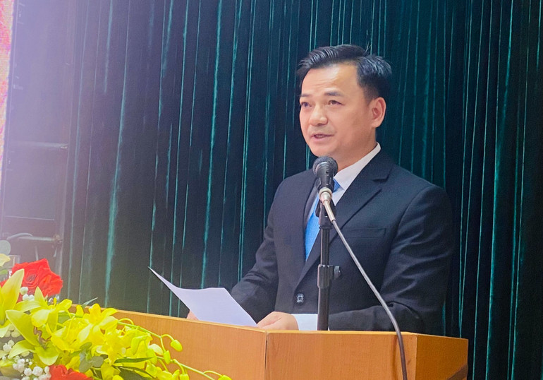 TS Nguyễn Mậu Tuân, Giám đốc, Tổng Biên tập Nhà xuất bản Lý luận chính trị phát biểu tại Lễ kỷ niệm.