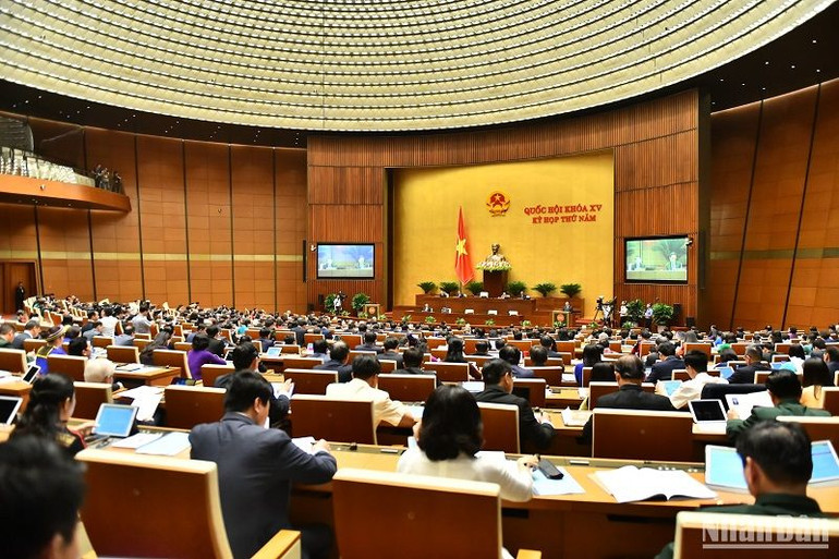 Toàn cảnh phiên khai mạc Kỳ họp thứ 5, Quốc hội khóa XV sáng 22/5. (Ảnh: ĐĂNG KHOA)