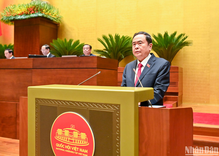 Chủ tịch Quốc hội Trần Thanh Mẫn phát biểu khai mạc Kỳ họp. (Ảnh: DUY LINH)
