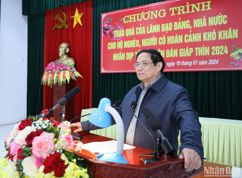 Thủ tướng Phạm Minh Chính phát biểu ý kiến tại chương trình. (Ảnh: TRẦN HẢI)