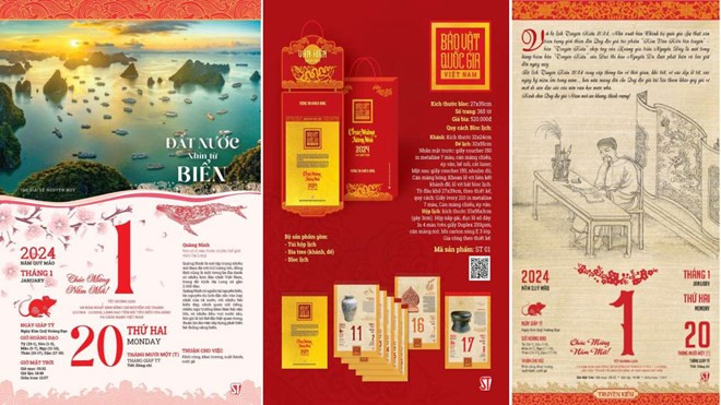 Các ấn phẩm lịch 2024 của Nhà xuất bản Chính tị quốc gia Sự thật.