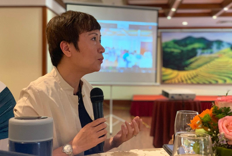 TS Nguyễn Thị Thu Nam, Trưởng đại diện FHI 360 Việt Nam phát biểu ý kiến tại hội thảo. (Nguồn: PHA)