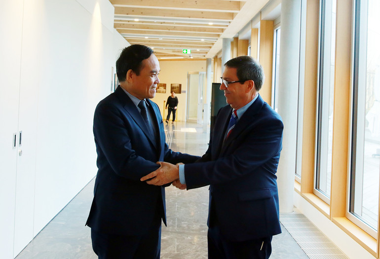 Phó Thủ tướng Trần Lưu Quang và Bộ trưởng Ngoại giao Cuba Bruno Eduardo Rodriguez Parrilla. (Ảnh: Bộ Ngoại giao)