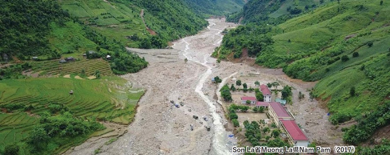Hiện trường sau trận lũ quét tại Nặm Păm, Mường La, Sơn La năm 2017.