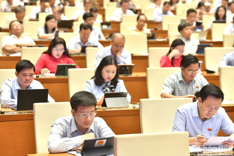 Các đại biểu Quốc hội dự phiên họp. (Ảnh: ĐĂNG KHOA)