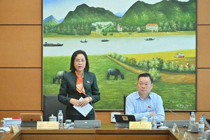 Phó Chủ tịch Quốc hội Nguyễn Thị Thanh phát biểu trong phiên thảo luận tại tổ.