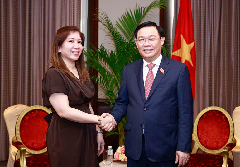 Chủ tịch Quốc hội Vương Đình Huệ tiếp bà Emmie Liza Perez-Chiong. Chủ tịch Quốc hội Vương Đình Huệ tiếp bà Emmie Liza Perez-Chiong.