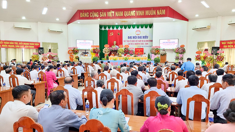 Quang cảnh diễn ra Đại hội đại biểu Mặt trận Tổ quốc Việt Nam thị xã Bình Minh, nhiệm kỳ 2024-2029.
