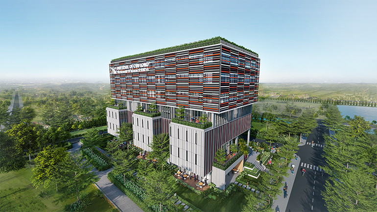 Trường Đại học Cửu Long đang xây dựng tòa nhà 8 tầng phục vụ cho khối sức khỏe.